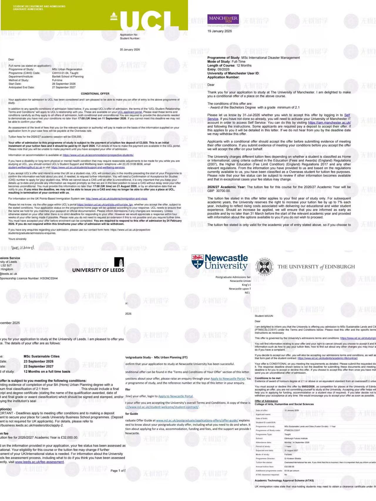 无忧学子英本二等二拿下G5+罗素！英国硕士留学申请斩获5封名校offer！