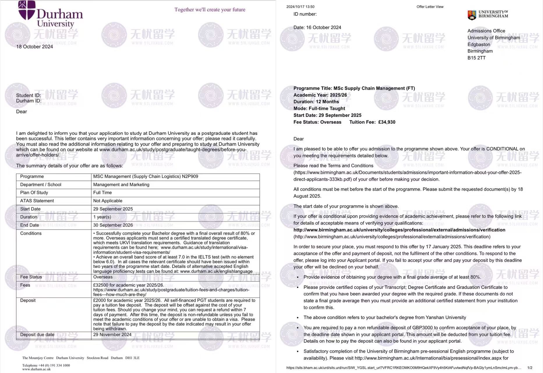 无忧留学分享：中外合作办学3+1斩获杜伦、伯明翰大学双offer！