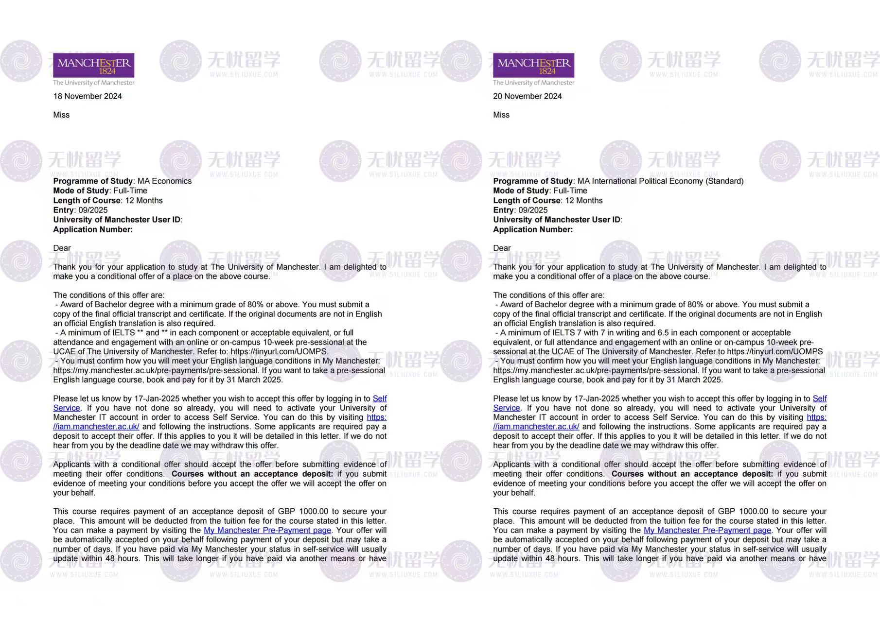 25fall英硕申请复盘：无忧留学护航，双非双录曼大经济学的进阶路！