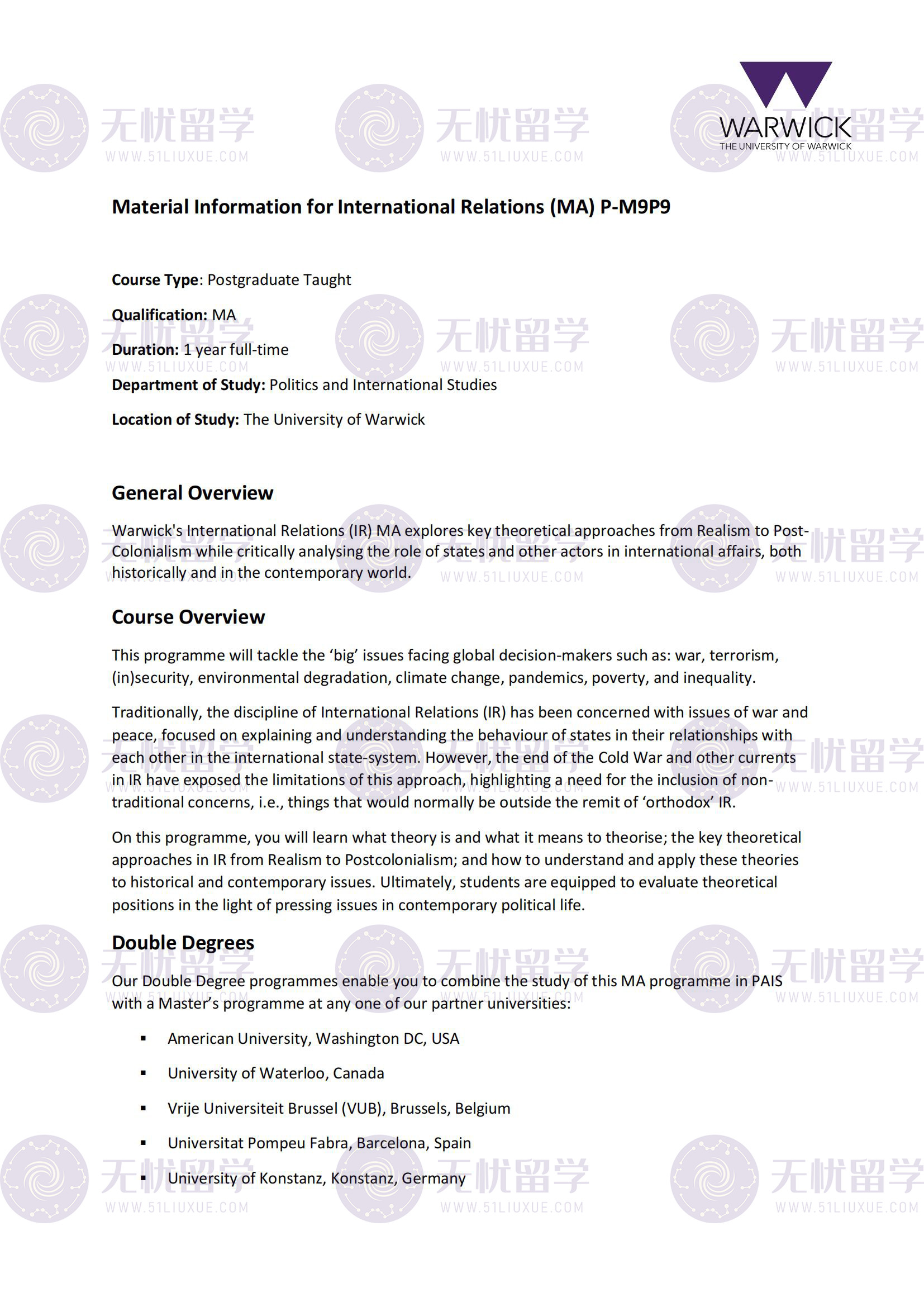 英本均分58逆袭华威！IR专业选题，无忧留学解锁英硕申请通关密码！