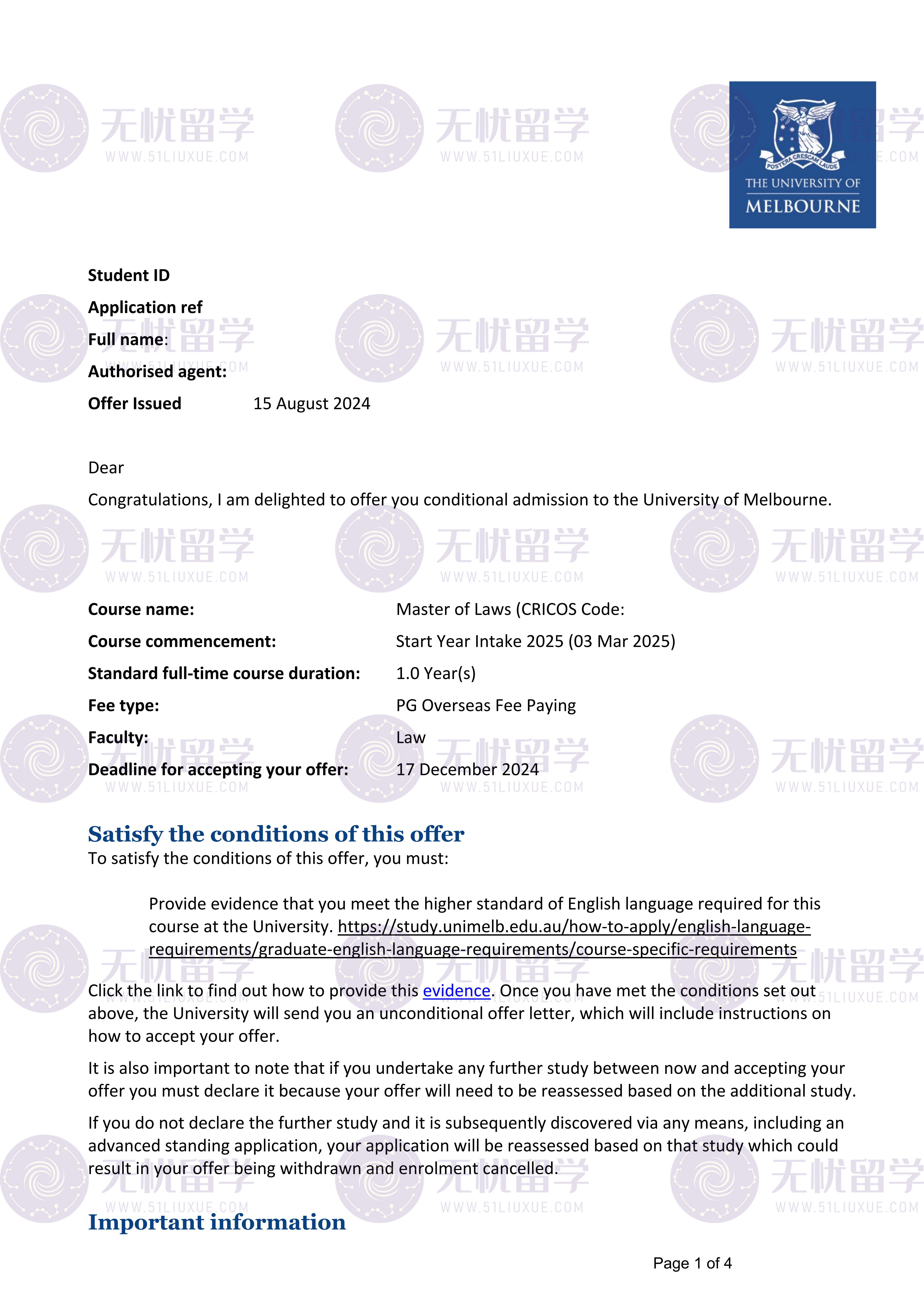 英澳联申优选方案｜无忧留学助力斩获世界名校法学 offer