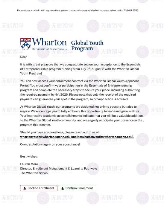 美国夏校：美高11年级学子斩获宾大 Wharton Global Youth Program 录取，提前解锁藤校商科殿堂！