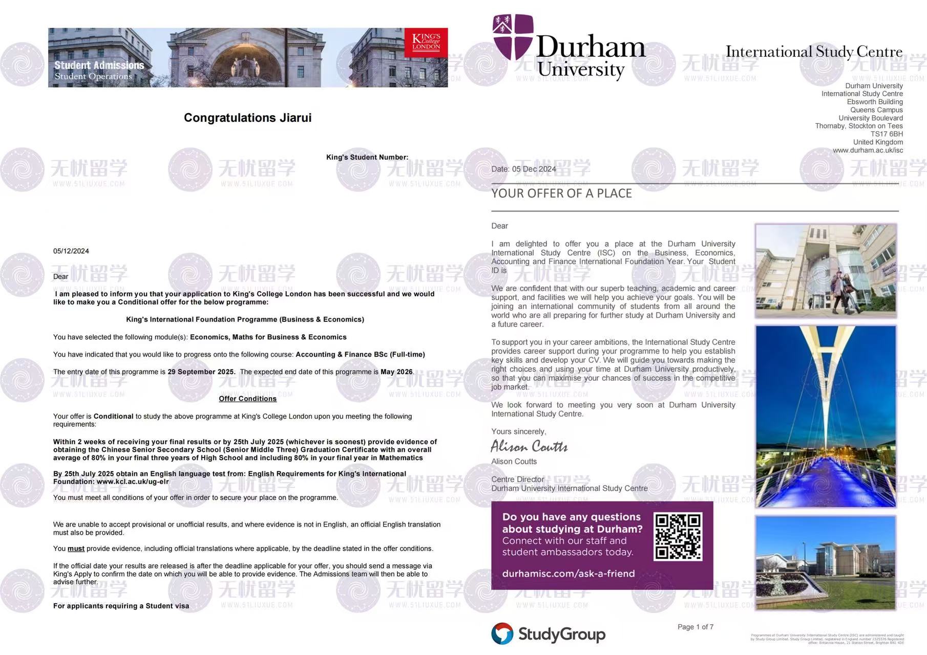 25fall英国本科申请：普高生无雅思、韩同学逆袭KCL+杜伦双预科offer！